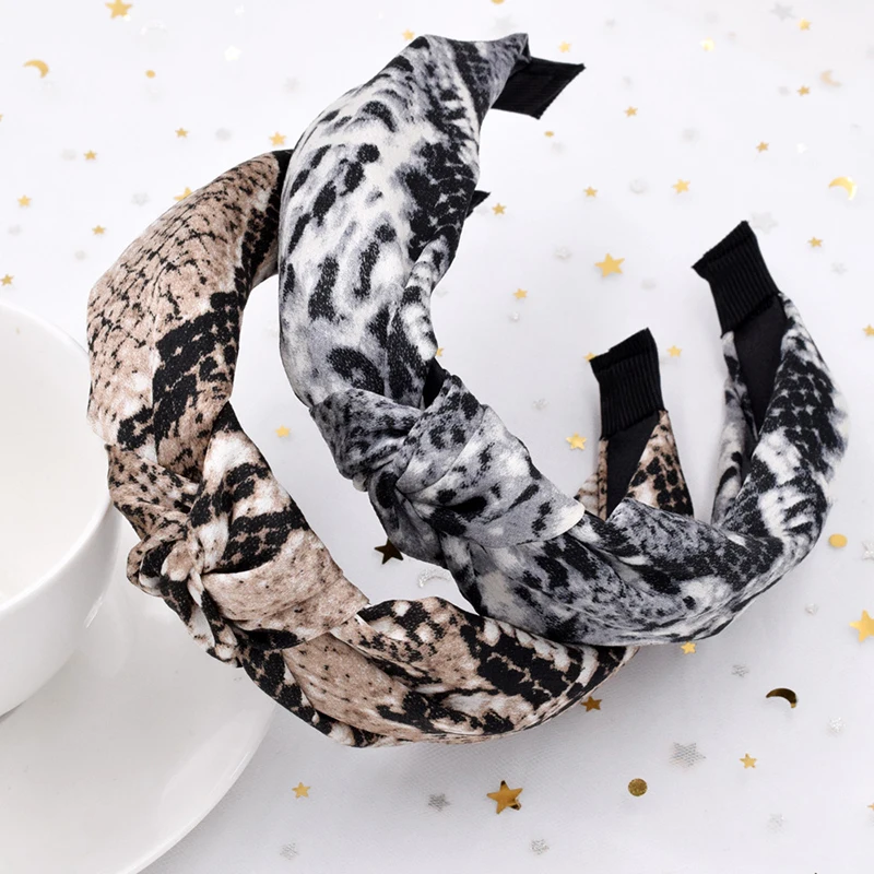 women Leopard Pattern Hair Band Snake Animal Print Hair Band Bohemian Knotted Headband Custom girls hair accessories headband