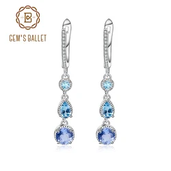 GEM'S BALLET Natural  Color-Change Fluorite Mix Gemstone Drop Earrings 100% Genuine 925 sterling silver Fine Jewelry For Women