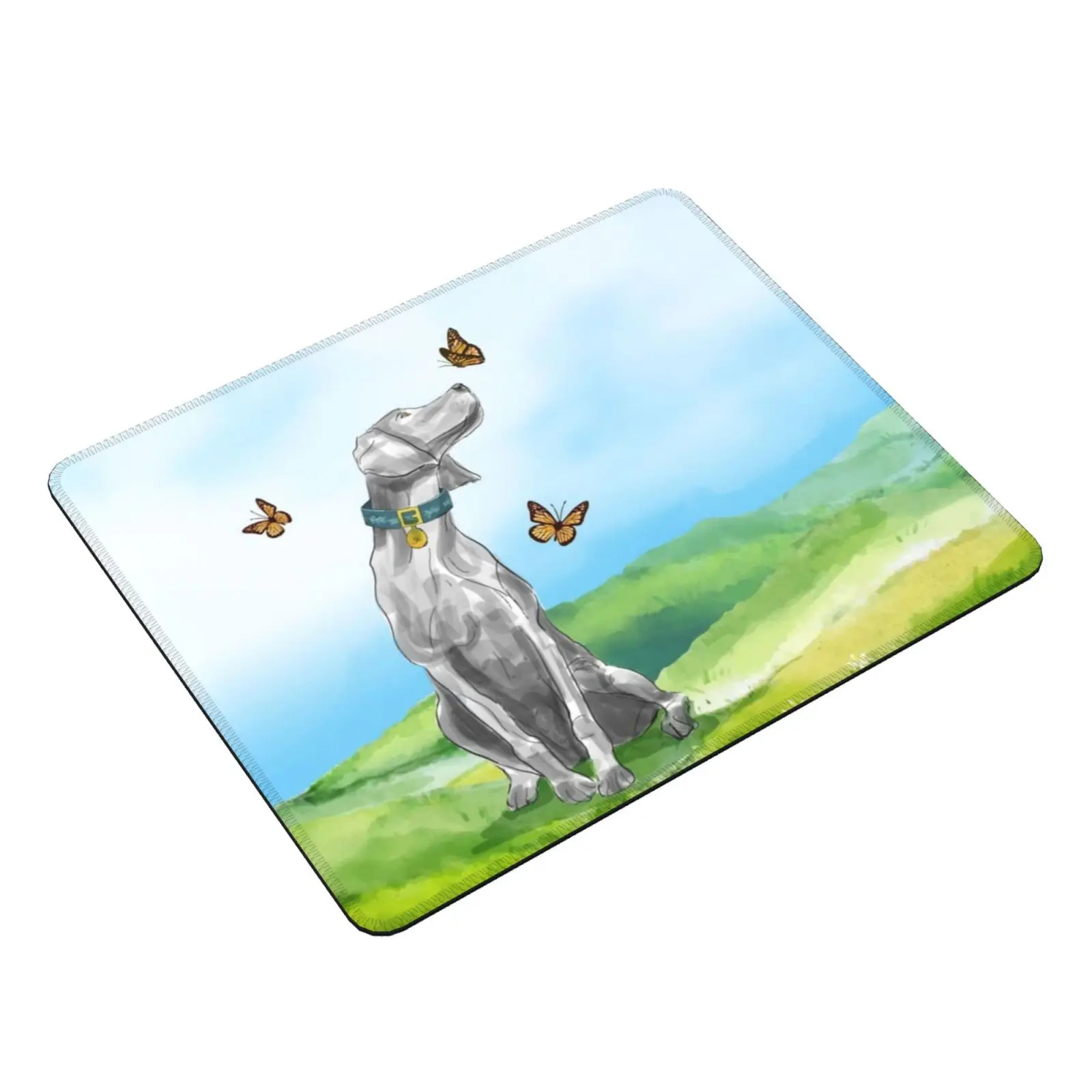 Kiki And Butterflies Mouse Pad DIY Print Cushion Weimaraner Blue Weimaraner Dogs Pets Animals Dog Lovers Weim