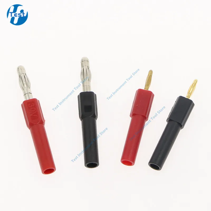 1pcs  Gold Plated 2mm Mini Male Banana Plug To 2mm 4mm Female Jack Connector Adapter Red Black 30V