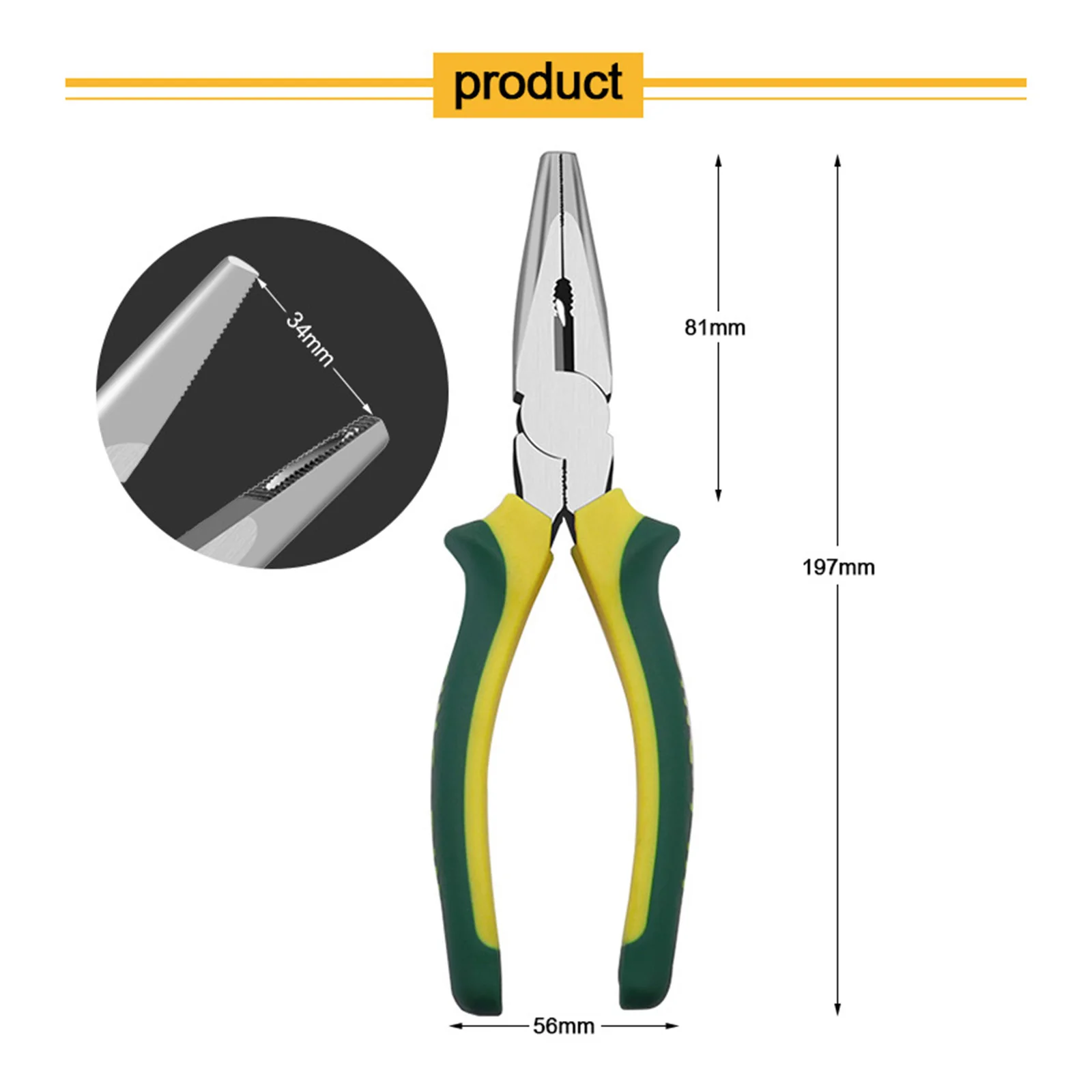 Pliers 8-inch High Carbon Steel Nail Puller/Stripping/Crimping/Circlip Pliers Multifunctional Tip Hand Tools