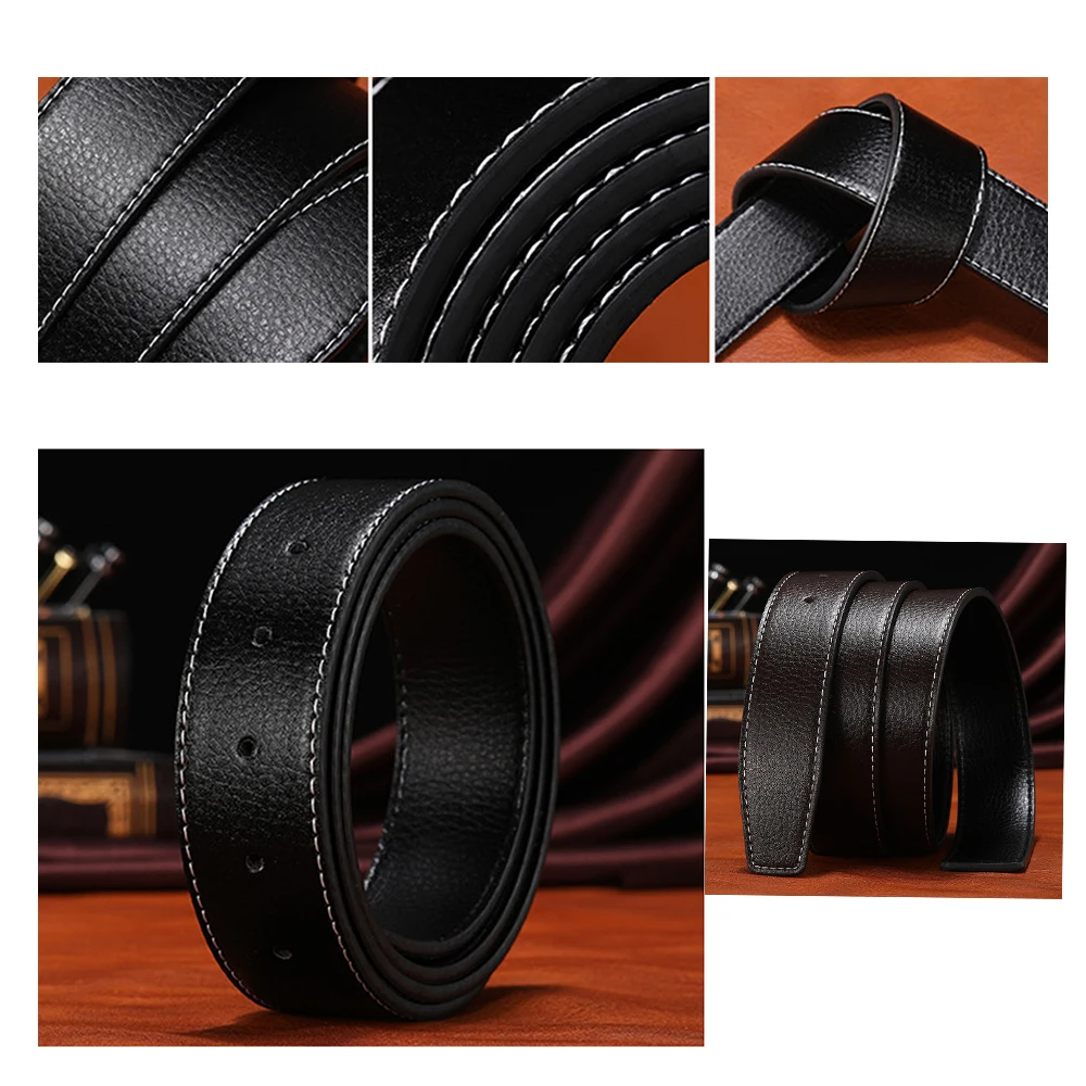 No Buckle Belt Body Strap Without Buckle Belts Men Good Male Belts   Businese Genuine Leather Belt HIgh Quality