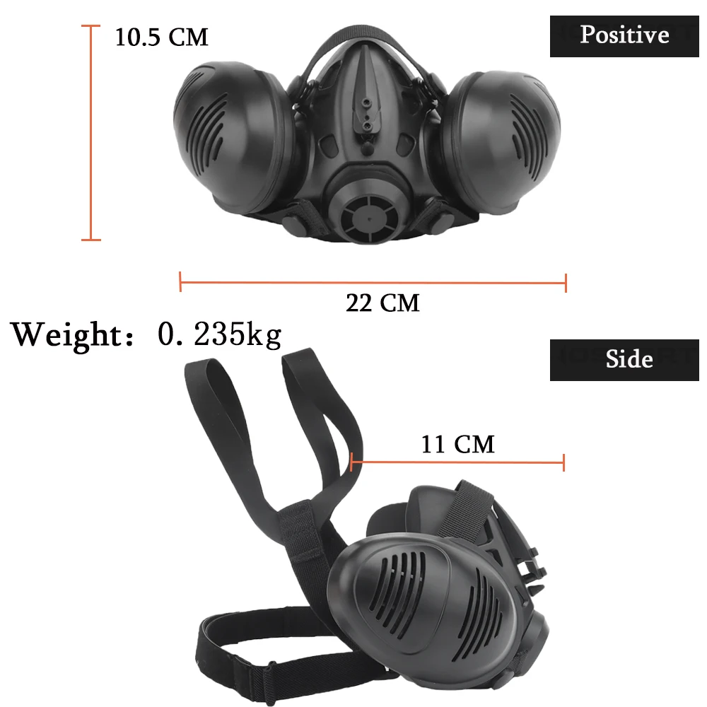 Tactical Respirator Mask Bilateral Half Face Gas Mask For Militar Paintball Airsoft CS War Games Cosplay Protective Equipment