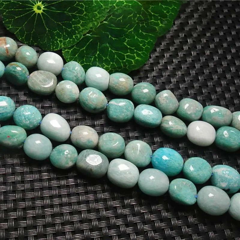 10-11mm Natural smooth Amazonite irregular round stone beads For DIY necklace bracelet jewelry making 15 