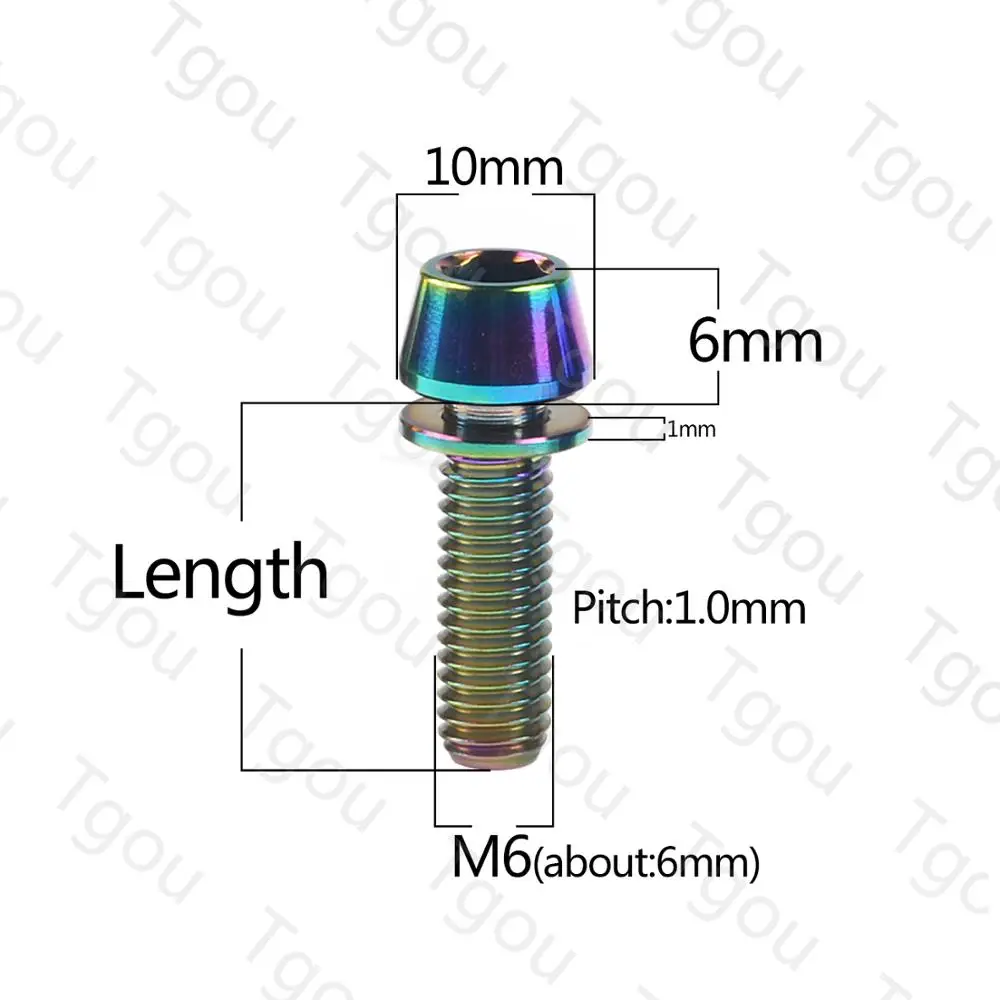 Bullone in titanio Tgou M5/M6x16 18 20 25mm con rondelle Vite a testa esagonale per morsetto stelo freno a disco bicicletta