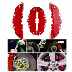 Pinza de freno de disco Universal 3D para coche, 4 piezas, cubierta de freno roja, Kit de accesorios delanteros y traseros rojos para 18-24 pulgadas