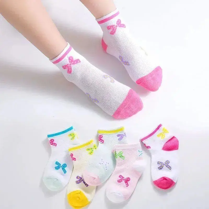 5 Pairs/Lot Breathable Mesh Baby Socks Simple Stripes Boys Girls Summer Short Socks Infant Soft Skin-Friendly 0-14y Kids Thin So