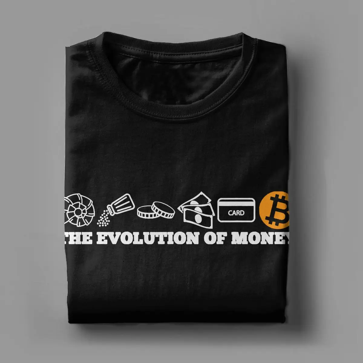 The Evolution Of Money Bitcoin T-Shirt for Men Btc Crypto Cryptocurrency Amazing Cotton Tees Round Collar Short Sleeve T Shirt