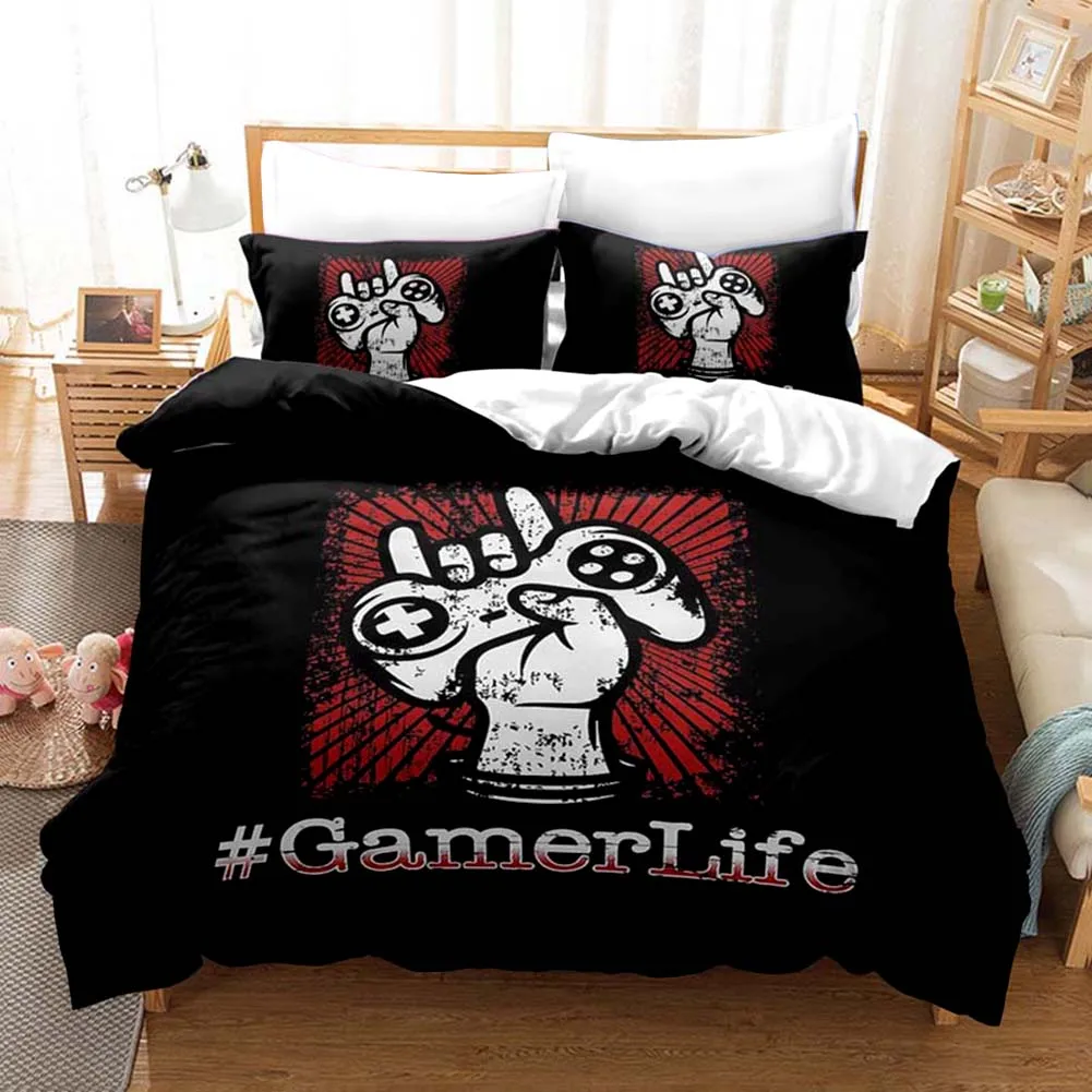 Gamer Bedding Set for Boys Bedroom Gaming Decor Duvet Cover Set Kids Teens Comforter Cover&Pillowcases Microfiber Blanket Cover