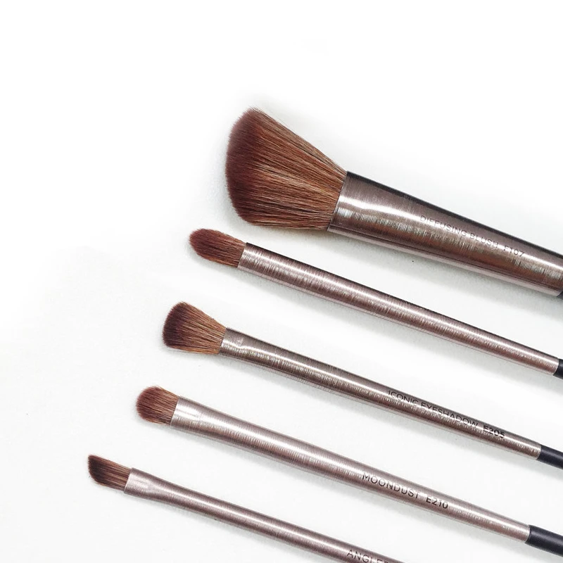 Brushed Metal Synthetic Hair Makeup Brushes F105 F107 F109 E205 E210 E209 L301 ( Powder Eyeshadow Moondust Tapered Blending Lip)