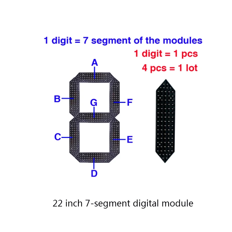 4pcs/lot 22 Inches 7-Segment of the Number Module,LED clock screen / Oil price screen / Scoreboard,Outdoor highlight screen