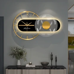 Nordic Metal Wall Clock, Modern Simple Living Room, Restaurant Mute, Acrylic Fashion Light, Luxury Luminous Wall Clock