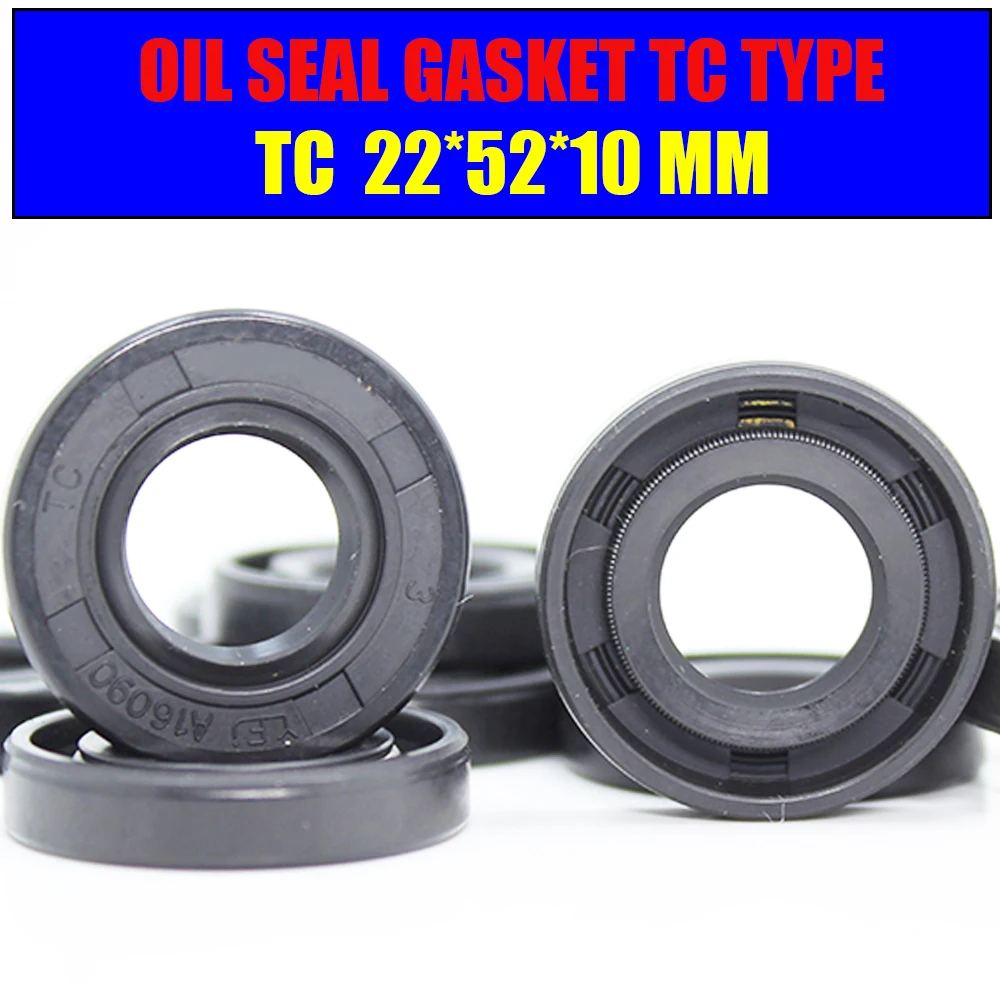 ID 22mm Oil Seal Gasket TC Type 22*52*10 mm 8PC Bearing Accessories NBR Skeleton Seals Nitrile Covered Double Lip With Garter