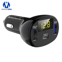 QC3.0 QC DC 12V Dual USB Type C Digital Display PD USB Type Multi Volt Voltage Meter Charger Monitor For Car Fast Chargring