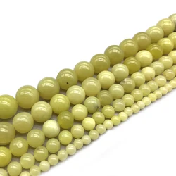 Natural Stone Lemon Yellow Jades Round Loose Spacer Beads For Jewelry Making 4/6/8/10/12mm DIY Handmade Bracelets 15''Strand