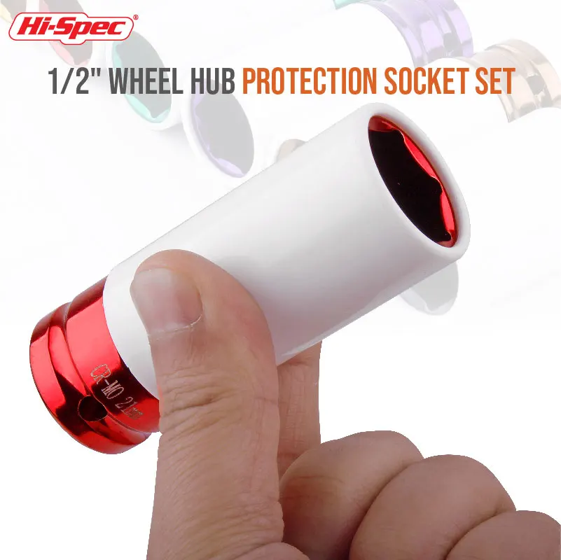 Hi-Spec Colorful Tire Protection Sleeve Wheel Wall Deep Impact Nut Sockets Auto Repair Hardware Tool Deep Impact Nut Sockets