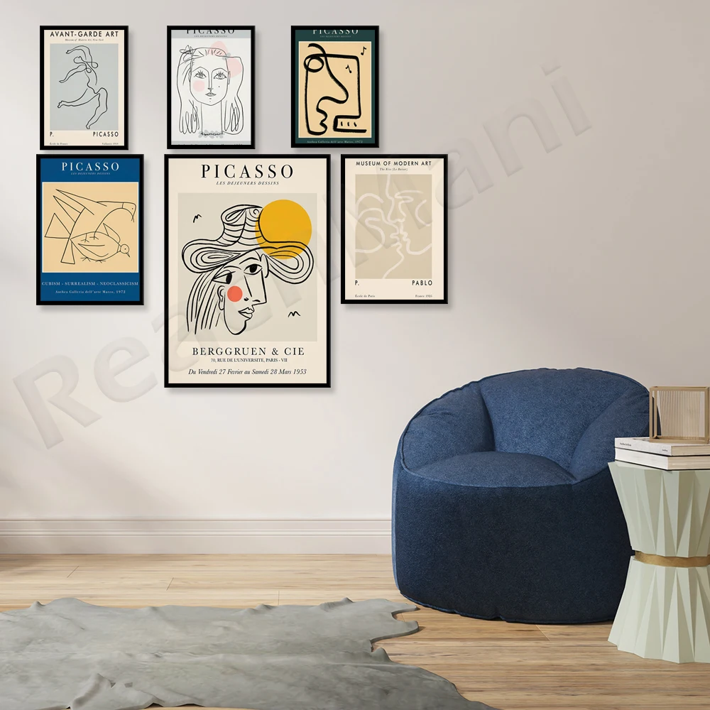 Pablo Picasso prints wall art, exhibition posters, abstract art prints, Danish pastel prints, Danish pastel room decoration, Pic