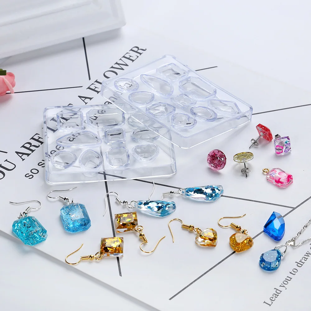 Transparent Rubber Crystal Epoxy Resin Mold DIY Earrings Small Faceted Gem Mold For Resin