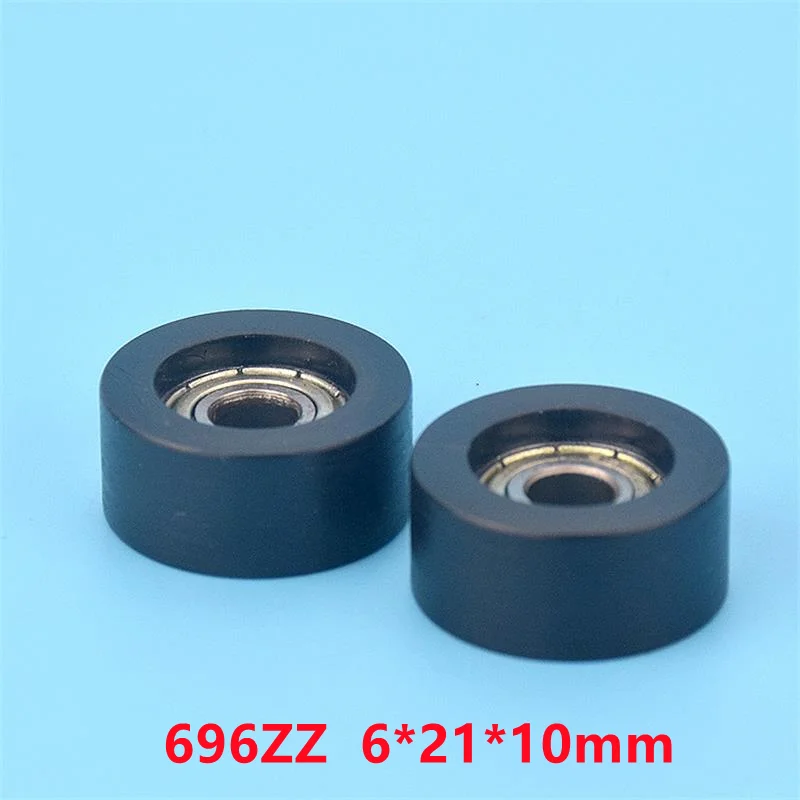 20pcs/100pcs Flat Roller 6*21*10mm 696ZZ Bearing POM Plastic Coated Pulley Door Window Guide Wheel 3D Printer Parts 6x21x10mm