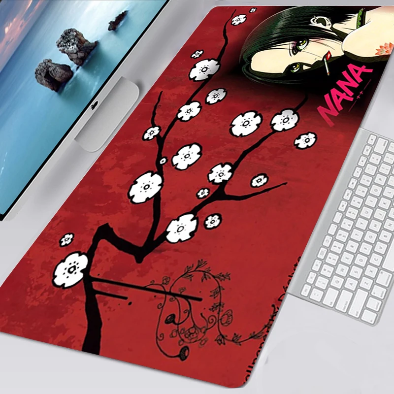 Nana Osaki Anime XXL 40x90 alfombrilla de ratón de gran tamaño para PC computadora de escritorio Mat con teclado de juego Pad antideslizante alfombrilla de ratón para jugador Mousepad