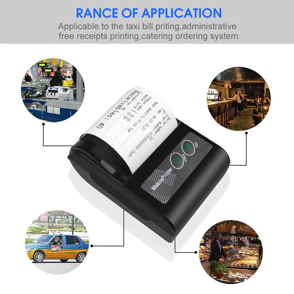 New Wireless Mini Bluetooth Printer Portable Thermal Receipt Bill Ticket Printer Mobile Phone Android iOS PC POS Pocket Printer