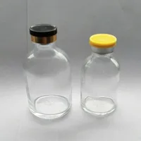 Vial de vidrio de inyección transparente vacío, 100ML, 50ML, 30ML, con tapa de aluminio y plástico, contenedores de vidrio para medicina líquida transparente de 1oz