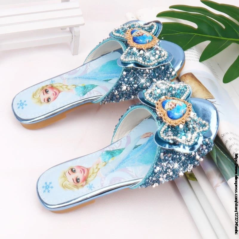 Disney Kids Slippers New Summer Frozen Elsa Boys Girls Slippers Non-slip Children Beach Shoes Baby Home Sandals Kids Flip Flops