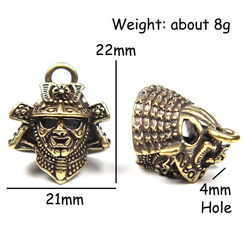 Retro Brass Armor Japanese Samurai Helmet Warrior Paracord Bead