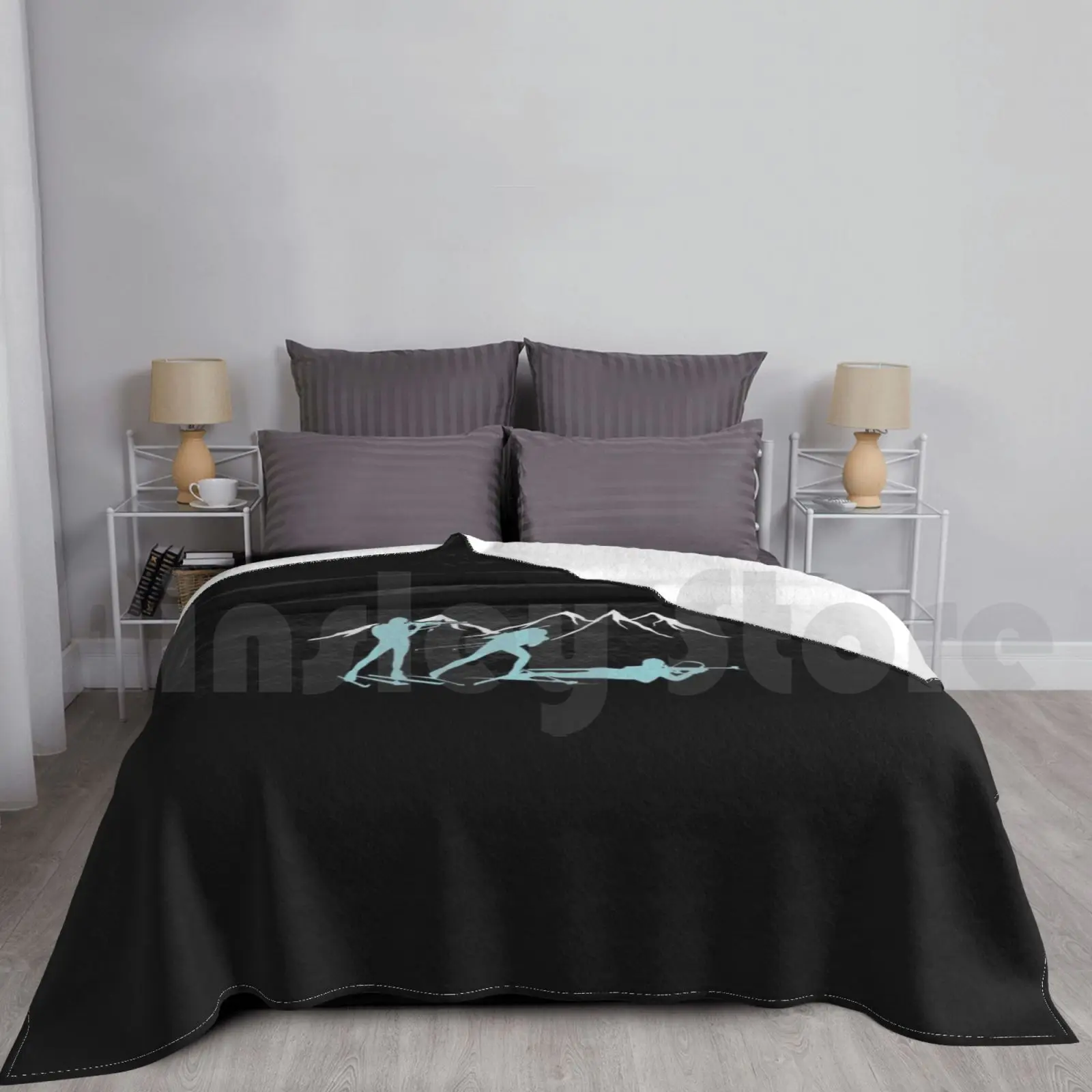 

Biathlon Silhouette Winter Sports Rifle Shooting Skiing Iceskate Gift Blanket Fashion Custom Biathlon Skiing Biathlon