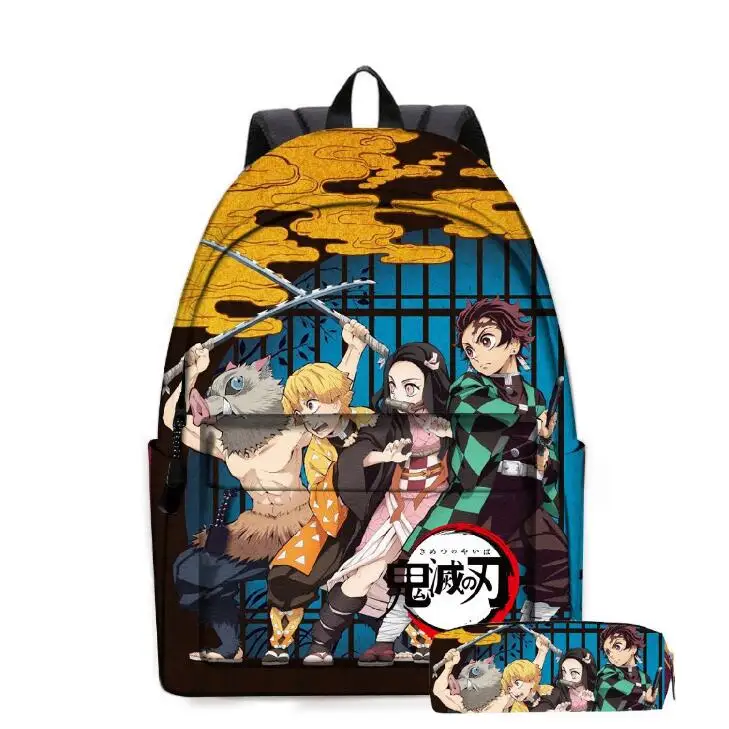 2pcs/Set Anime backpack Cosplay Demon Slayer Kimetsu no Yaiba Kamado Tanjirou Kamado Nezuko Agatsuma School Bag Anime Mochilas