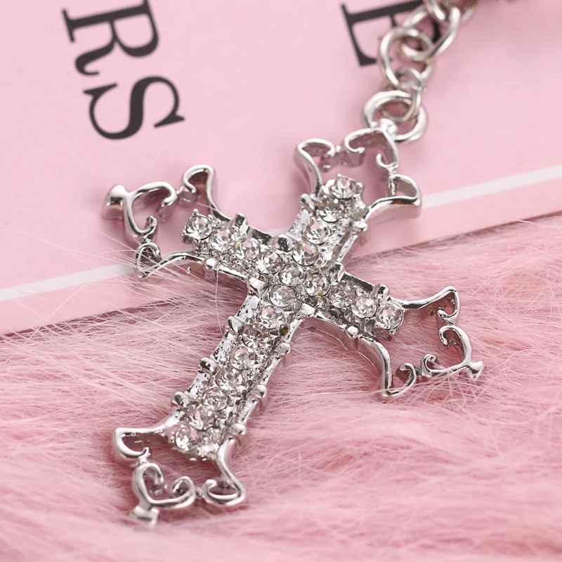 2019 Explosion models fashion rhinestone hollow devout cross bag key ring birthday party gift free shipping