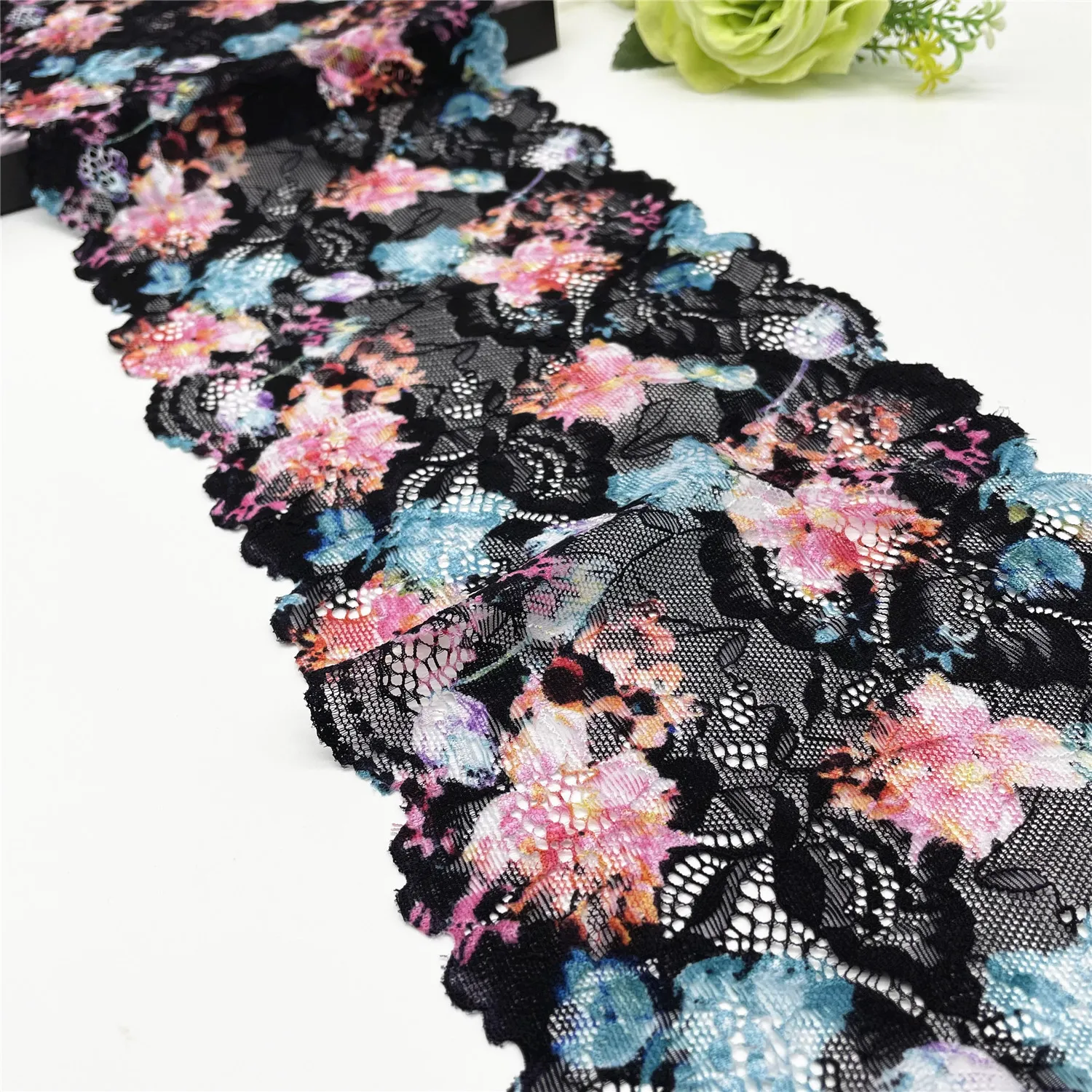 3y/lot szerokość 18.50cm mieszane fioletowe różowe niebieskie Stretch Lace tapicerka odzież krawiectwo DIY odzież tkanina koronkowa odzież akcesoria