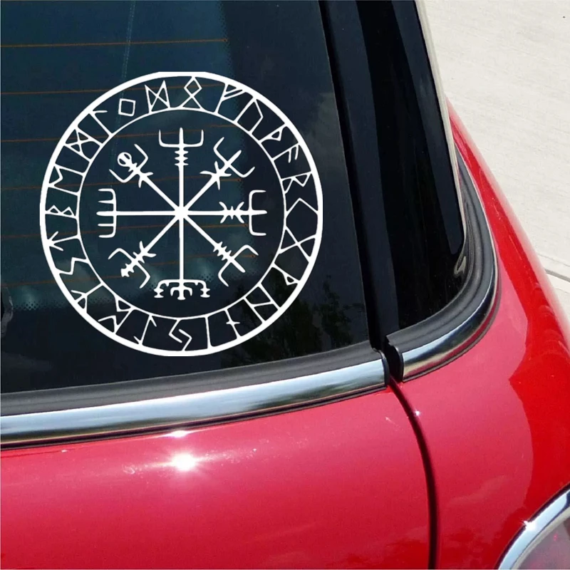 FD524D  Viking Protection Runes Vegvisir Compass Meval Car Sticker Reflective Decal Waterproof Stickers on Rear Bumper Window