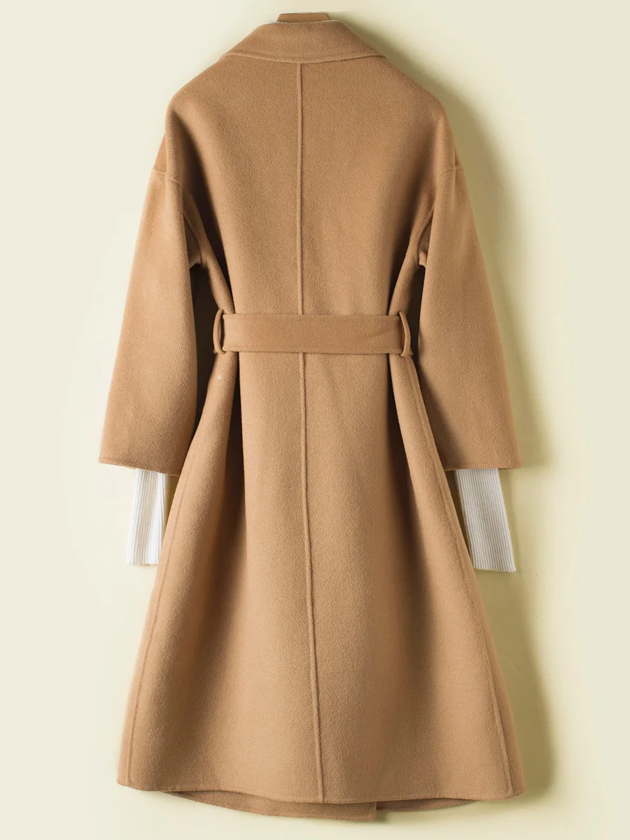 

abrigos mujer invierno 2020 Women Wool Coat Long Slim Fashion Jacket With Belt Female Double Sided Overcoat manteau femmeLX2559