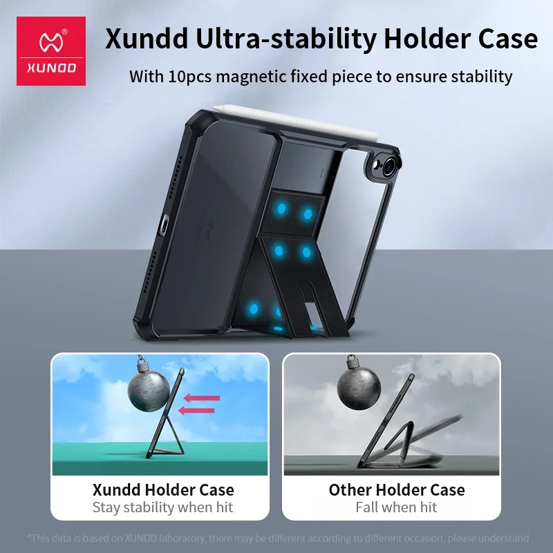 Xundd-태블릿 커버 케이스, 접이식 스탠드 포함, 아이패드용, 아이패드 미니 4 5 6, 아이패드 10.2 2022 용, 아이패드 에어 4 5 8 세대 미니 6 용 케이스