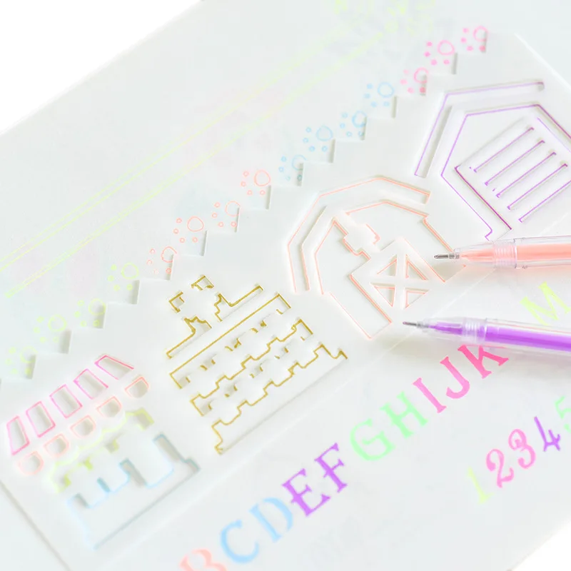 8pcs/set Multi-function Hollow Lace Ruler Drawing Board Mold Painting Template Decoration Tool