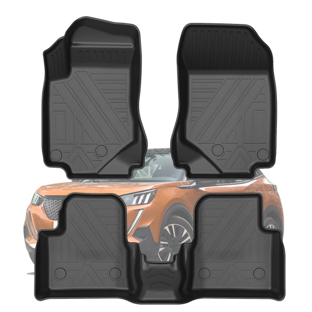 Car Floor Mats Waterproof Non-Slip For Peugeot 2008 2020 TPE Rubber All-Weather Protection Accessories Foot Mat Refit