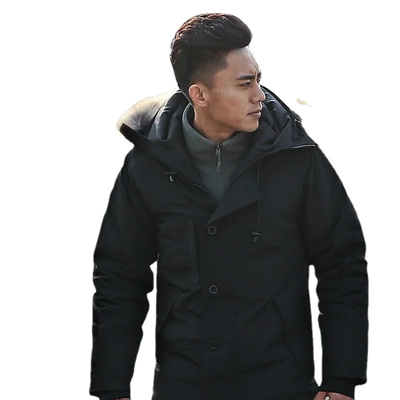 N3B Polar Cold Proof Cotton Clothes Men\'s Warm Hooded Wool Collar Coat Outdoor Trekking Cycling Diving Combat Assault Jacket