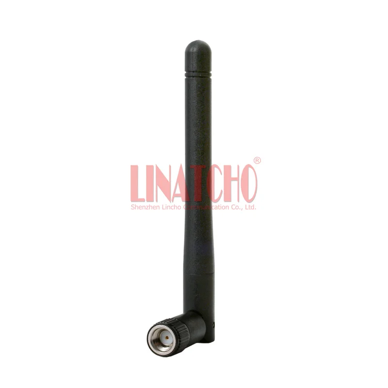 Small Black 2400-2483MHz WIFI Rubber 2.4GHz RP SMA Male Right Angle Foldable Antenna
