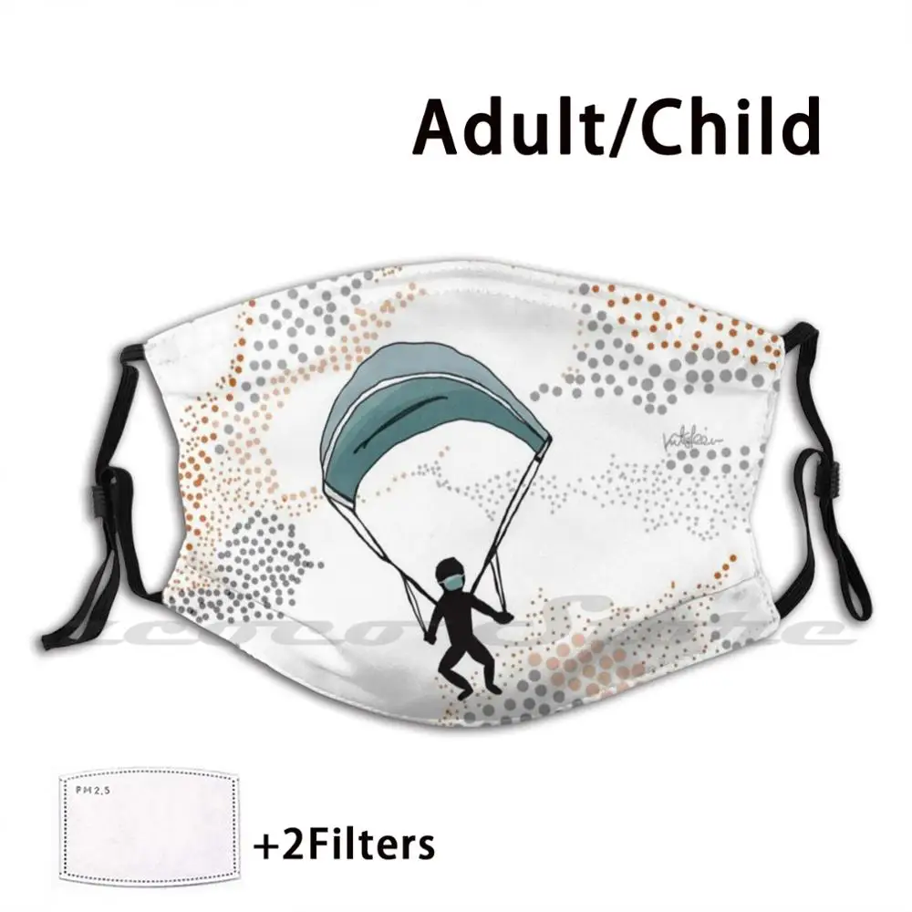 

Masks To The Rescue. Mask Cloth Reusable Print Filter Washable Parachute Clouds Parachuting Jump