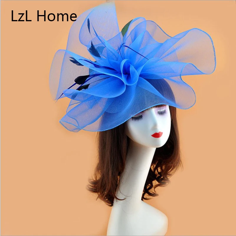 LZL Home Vintage Bridal Flower Feather Hats Elegant Wedding Accessories Bride Hats White Fascinator Hats Women's Formal Occasion