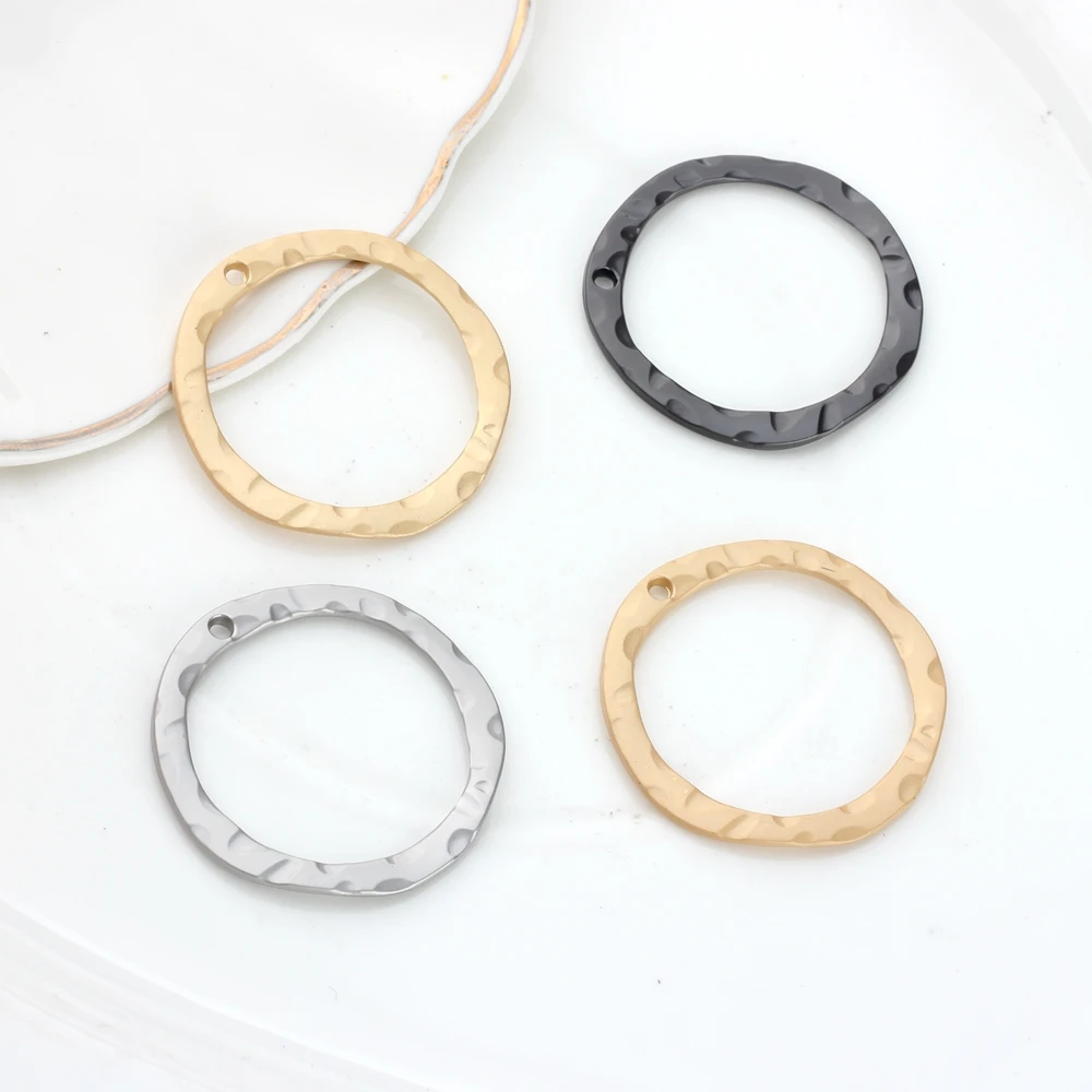 Zinc Alloy   Geometric Round Circle Ring Charms Pendant Connector 6pcs/lot 33mm For DIY Earring Jewelry Accessories