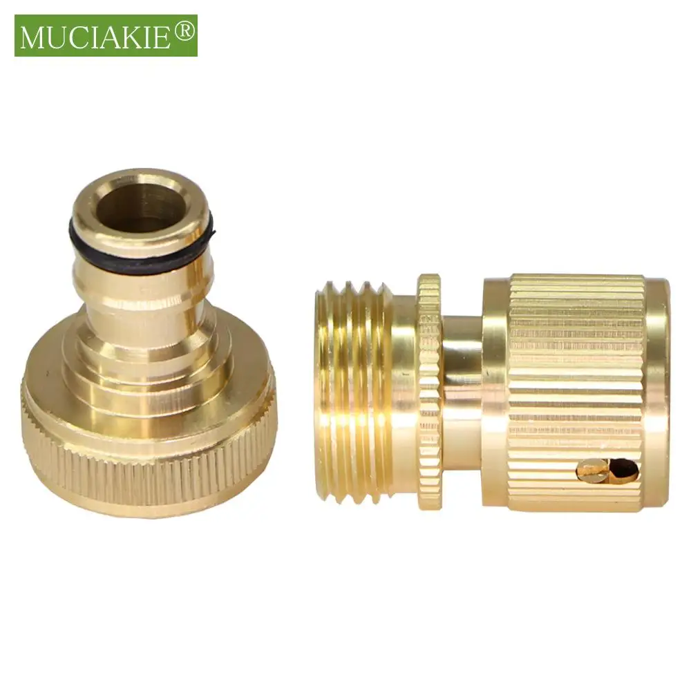 Garden Hose Quick Connect Male Female Solid Brass Water Pipe Fittings GHT 3/4 Inch Threaded Quick Coupling Irrigation Adapter