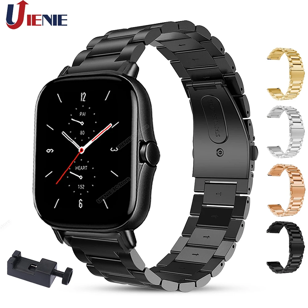 

Ремешок из нержавеющей стали для gts2, браслет для Xiaomi Huami Amazfit GTS 2/Haylou LS02/GTR 42 мм/Bip Lite, с инструментом