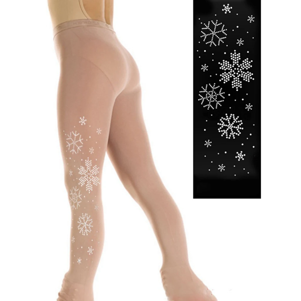 Footful Ice Figure Skating Tight Girls Women Over Boot Footless Crystal Skate Pants