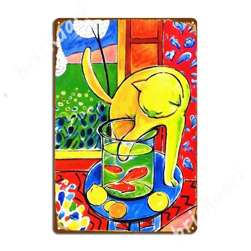 Henri Matisse, Le Chat Aux Poissons Rouges 1914 Metal Signs Cinema Living Room Bar Cave Wall Plaque Design Tin sign Posters