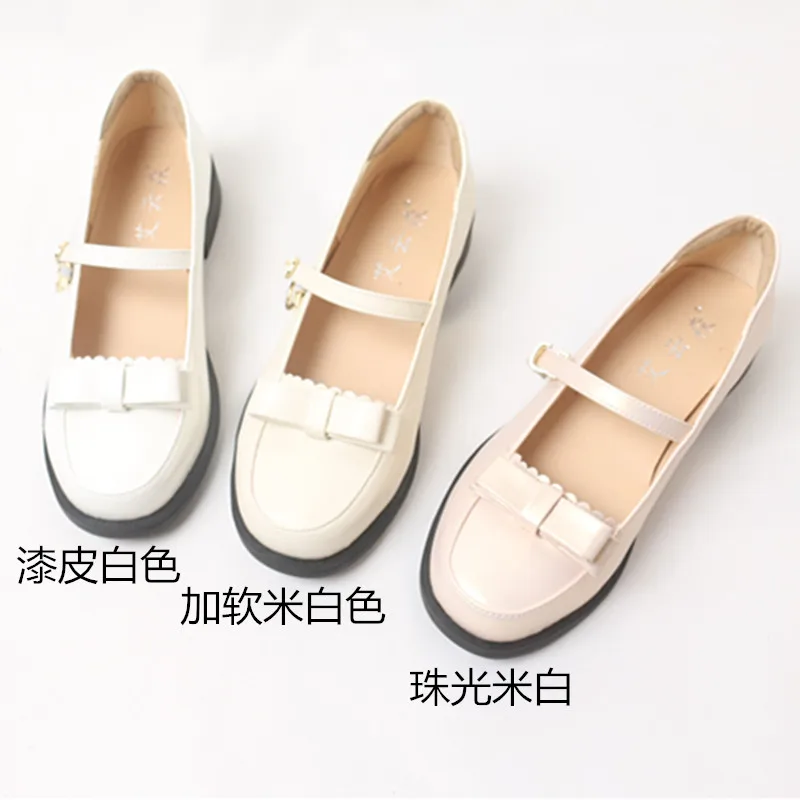 Women Genuine Leather  Sandals Girls' Leather Shoes Cute Sister Bow Pumps Buckle Mary Jane Shoes