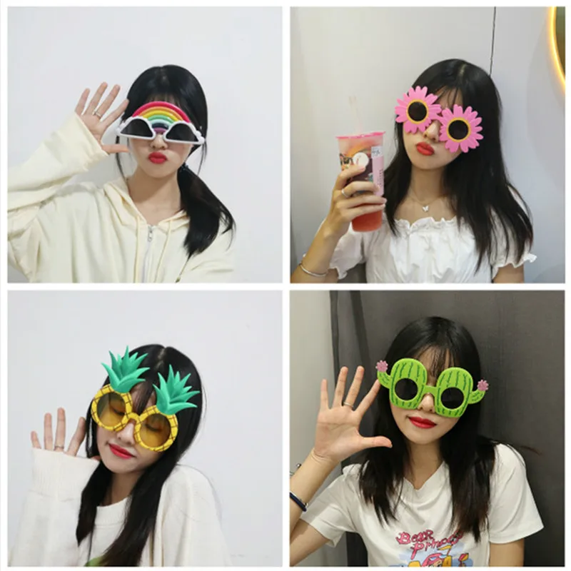 Birthday Party Glasses Sunflower Rainbow Sunglasses Happy Birthday Photo Booth Props Kids Favor Party Decor Wholesale