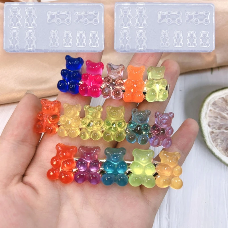 5Pc 4 x 2cm Handmade Cute Bear Nail Art Silicone Mini Gummy Bear Mold Bear Nail Art Resin Casting Mould Template Resin Art Craft