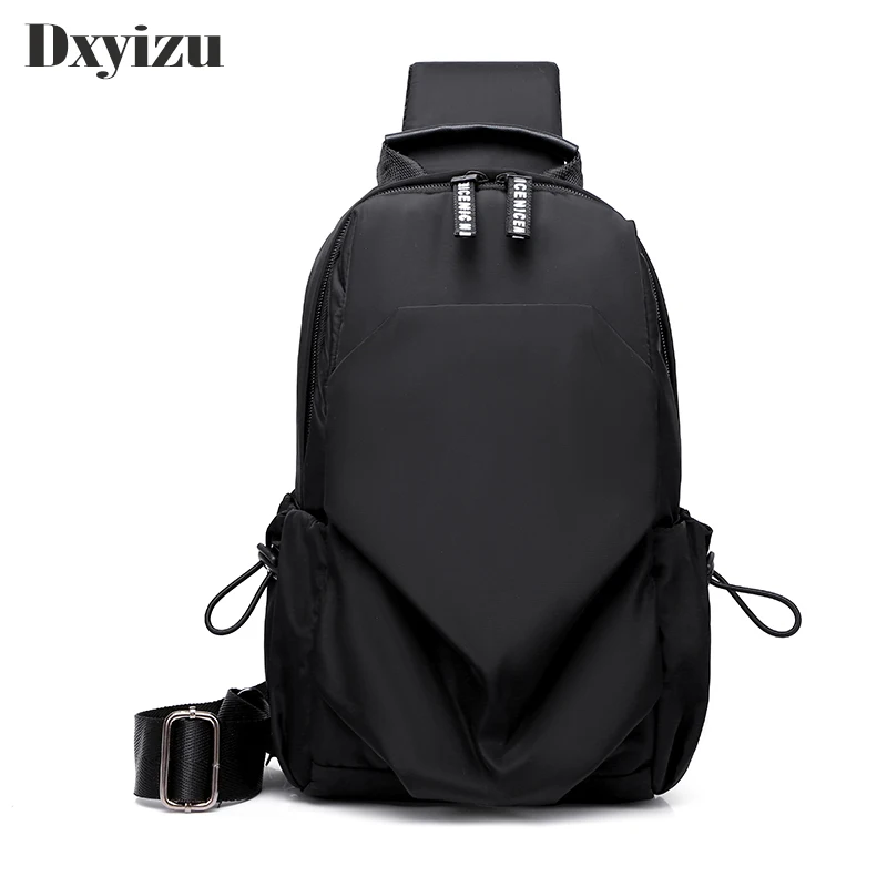 Fashion New Simple Men Canvas Chest Bag Messenger Bag Crossbody Bag Black Casual Simple Single Anti Theft Shoulder Bag